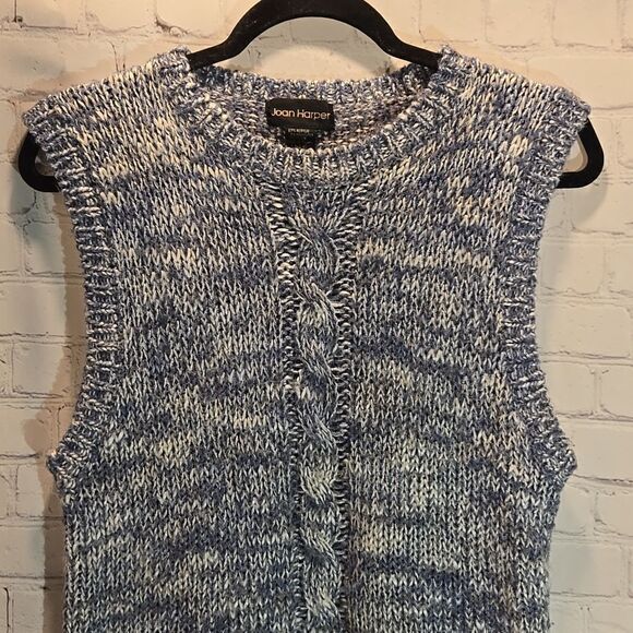Joan Harper knit blue and white sweater vest size M - Picture 2 of 7